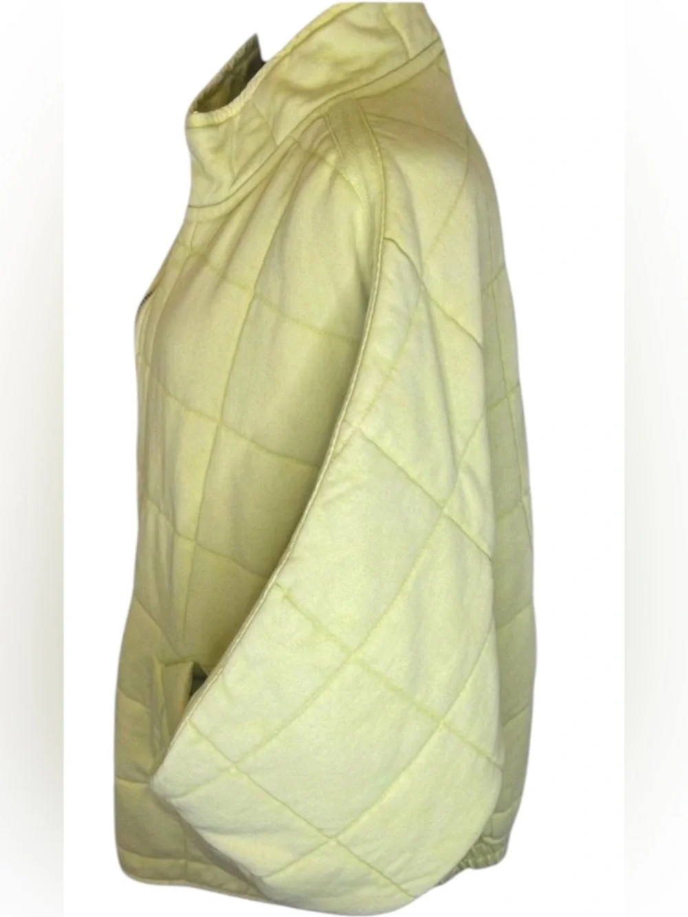 Free People Neon Yellow Green Quilted Puffer Jacket Size Large EUC - Picture 3 of 6